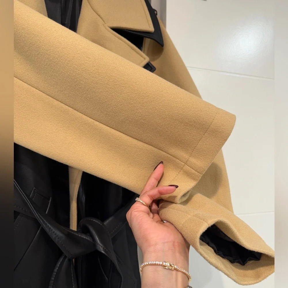 Topshop Black and Tan Women's Coat - Picture 4 of 10